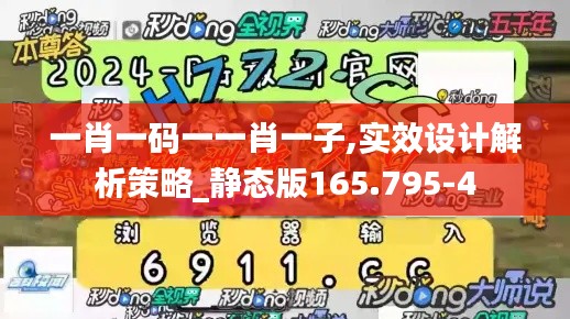 一肖一码一一肖一子,实效设计解析策略_静态版165.795-4