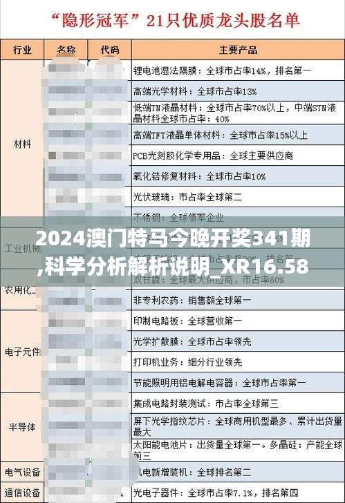 2024澳门特马今晚开奖341期,科学分析解析说明_XR16.589