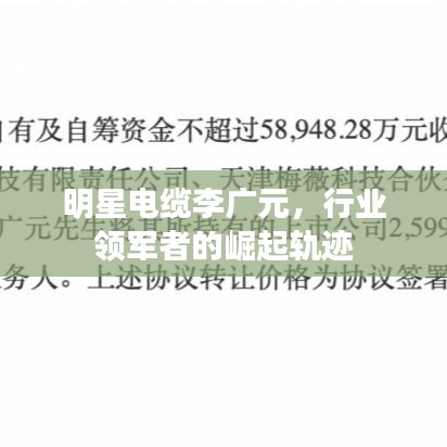 明星电缆李广元，行业领军者的崛起轨迹