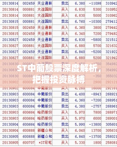 ST中葡股票深度解析，把握投资脉搏