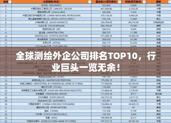 全球测绘外企公司排名TOP10，行业巨头一览无余！